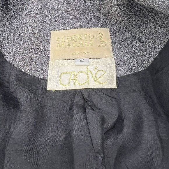 Alberto Makali Cache Gray women’s Front Tie blazer size 2 vintage - Picture 3 of 4